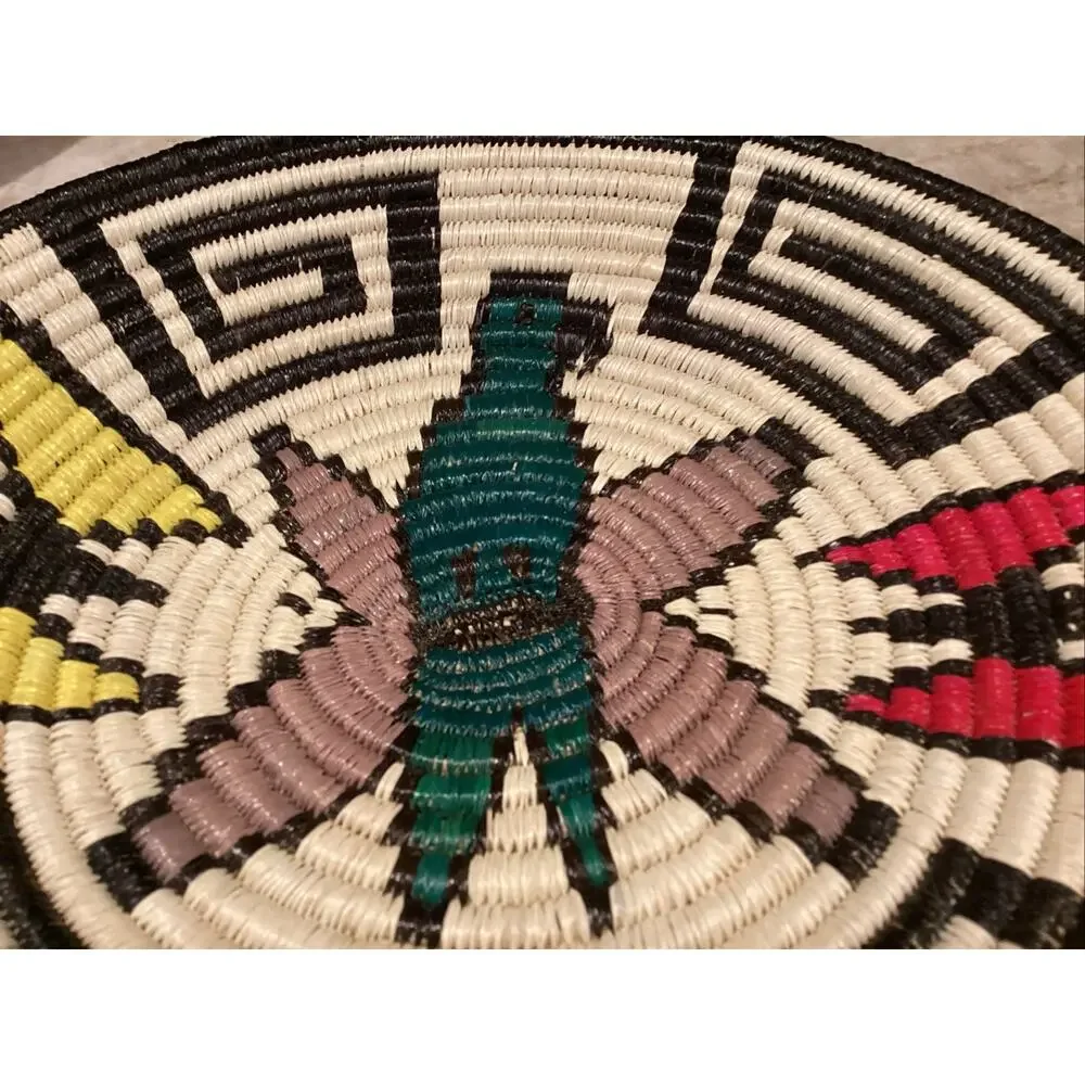 Native Wounaan Embera Panama Coil Basket Parrot And Butterfly’s 10”